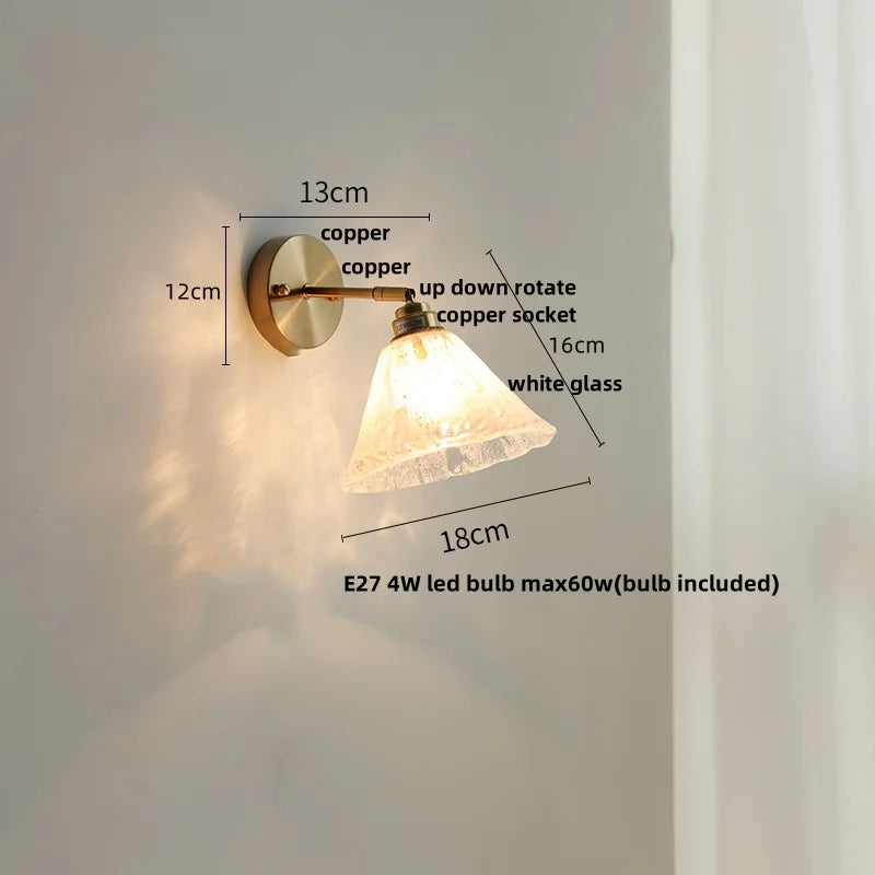 DecorBites™ Blue Glass Wall Sconce Pull Chain Switch Rotate Stair Light