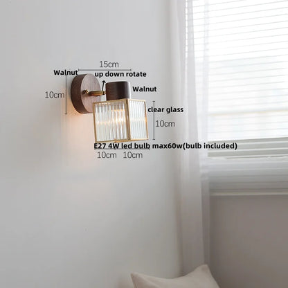 DecorBites™ LED Glass & Wood Wall Lamp | Modern Nordic Design, Pull Chain, Rotate Function