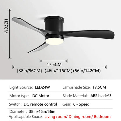 DecorBites™ 46In LED Ceiling Fan Light with Control for Household Bedrooms