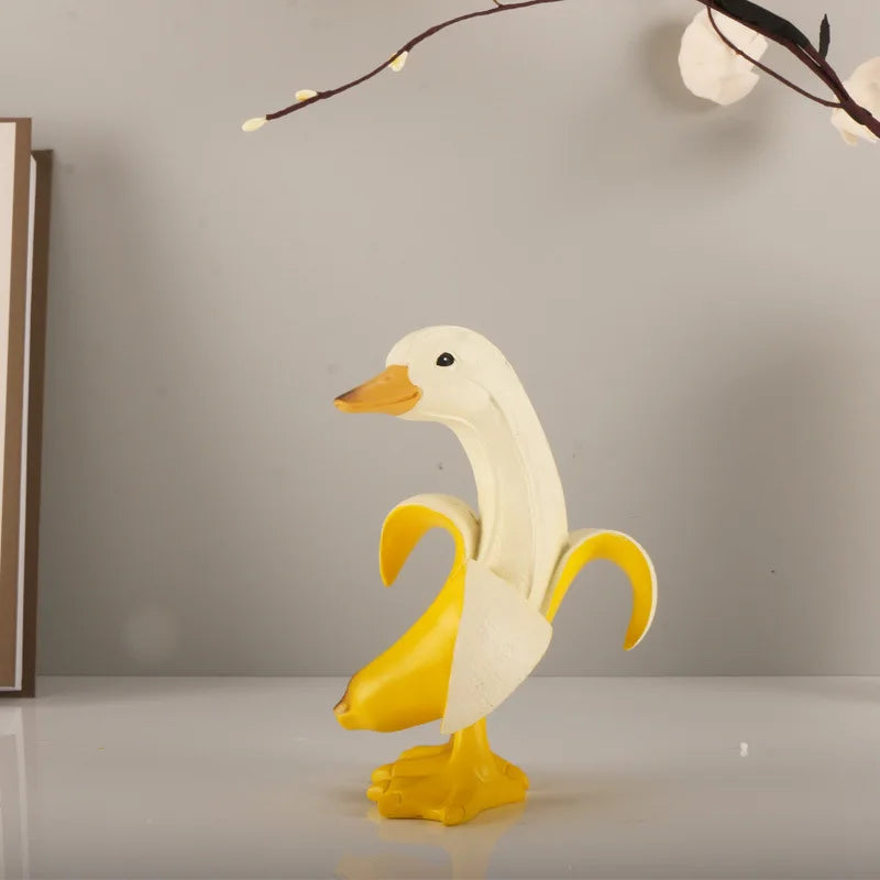DecorBites™ Banana Duck Sculpture: Cute Funny Animal Figurine for Home Decor