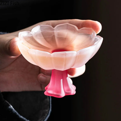 DecorBites™ Lotus Flower Glass Tea Cups - Set of 2