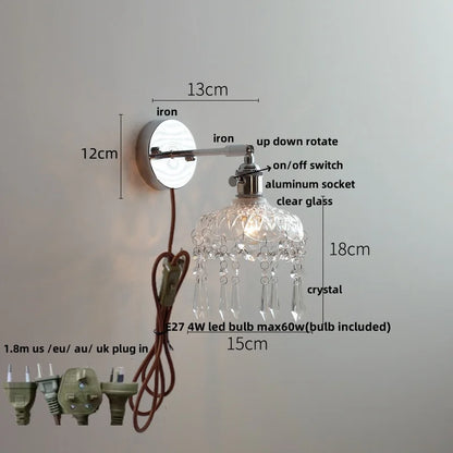 DecorBites™ Clear Glass LED Wall Sconce Pull Chain Modern Light Fixtures