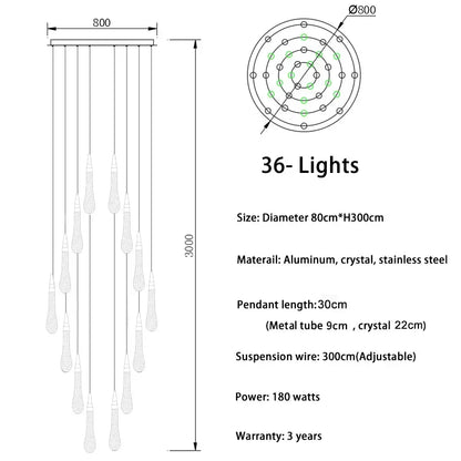 DecorBites™ Gold Crystal Chandelier: Elegant Staircase LED Lighting Fixture for Villa Lobby