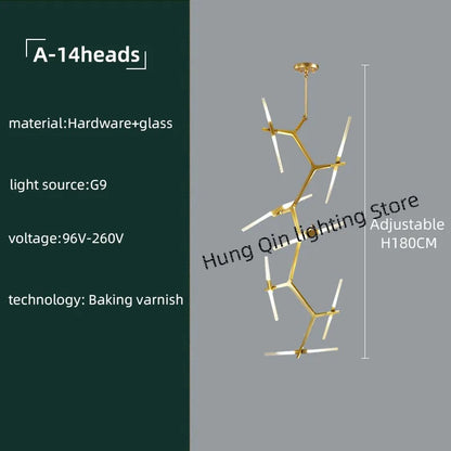 ™ Gold Branch LED Chandelier for Duplex Villa Staircase - Modern Indoor Lighting
