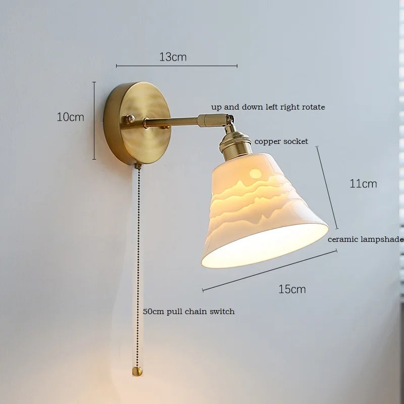 DecorBites™ Ceramic Wall Sconce with Adjustable Iron Arm for Living Room Décor