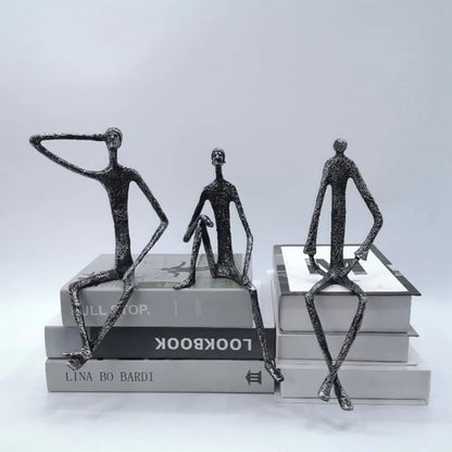 DecorBites™ Abstract Metal Human Sculpture Cast Iron Black Person Desktop Ornament