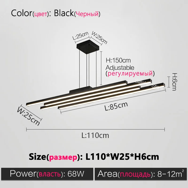 DecorBites™ Black Nordic Chandelier LED Light Minimalist Designer Style Bar Living Room