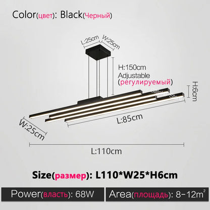 DecorBites™ Black Nordic Chandelier LED Light Minimalist Designer Style Bar Living Room