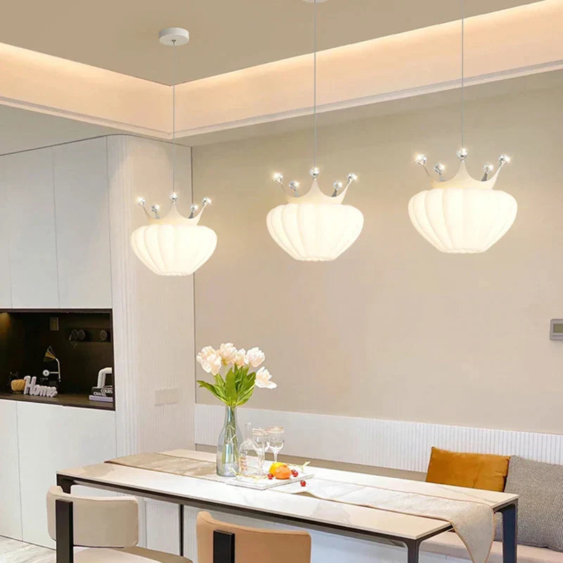 ™ Gold Crown Pendant Light: Luxe Cloud Hanging Lamp for Children's Bedroom and Living Room