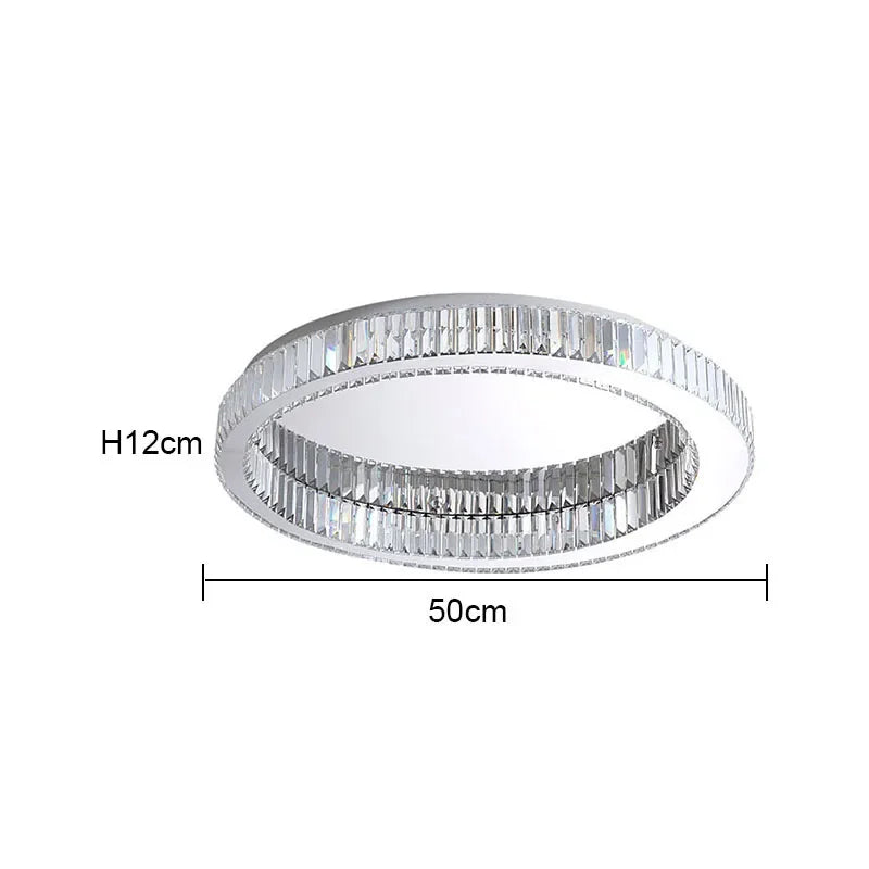 DecorBites™ Crystal Circle Chandelier: Modern Nordic LED Ceiling Lamp for Living Room, Bedroom, Study