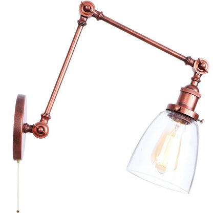 DecorBites™ Adjustable Glass Swing Arm LED Wall Sconce with Pull Chain Switch