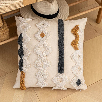 DecorBites™ Bohemian Beige Cotton Cushion Cover for Home Decor