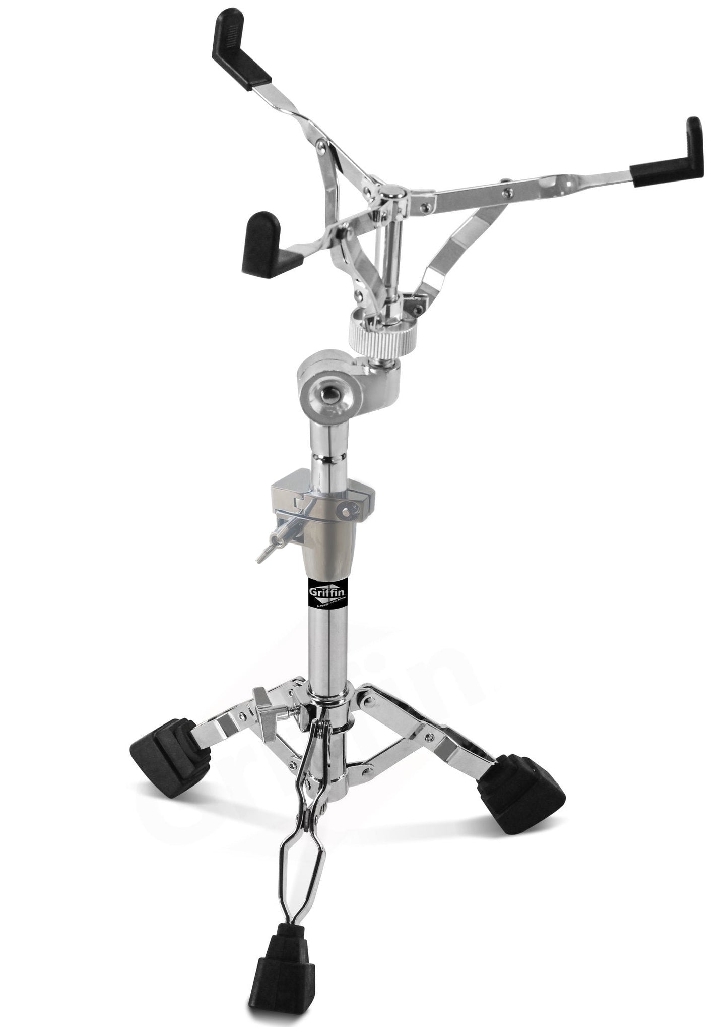 Heavy-Duty Snare Drum Stand by Griffin | Premium Double Braced Percussion Hardware Kit |Weight Mount for Snares, Tom Drums & Practice Pad | Adjustable Height & Tilting Gear Clamp Style Basket Holder