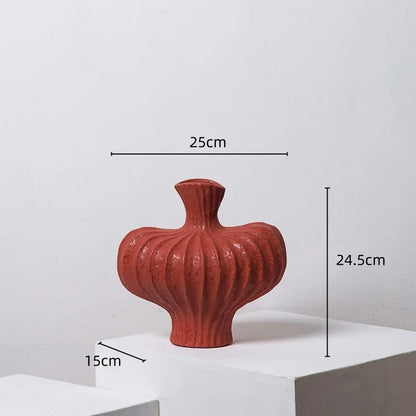 DecorBites™ Fringe Heterophore Vase - Handcrafted Porcelain Floral Arrangement Ornament