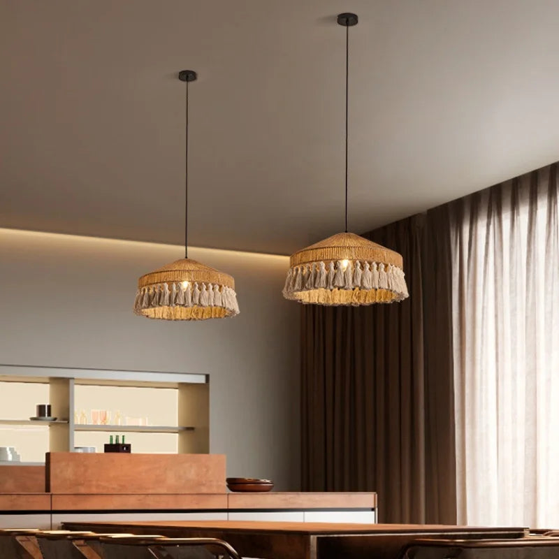 DecorBites™ Hemp Rope E27 LED Pendant Lights Chandelier Lighting - Nordic Minimalism
