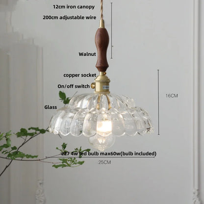 DecorBites™ Amber Flower Glass LED Pendant Lights for Home Decor