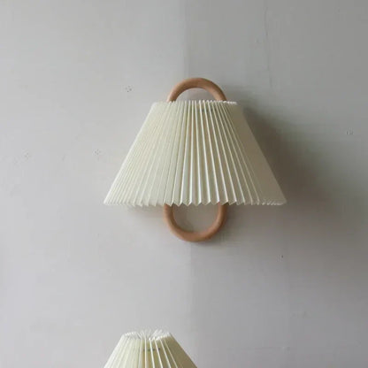 DecorBites™ Beech Wood Wall Lamp: Wabi-sabi Style Fabric Art for Living Room, Bedroom, or Porch