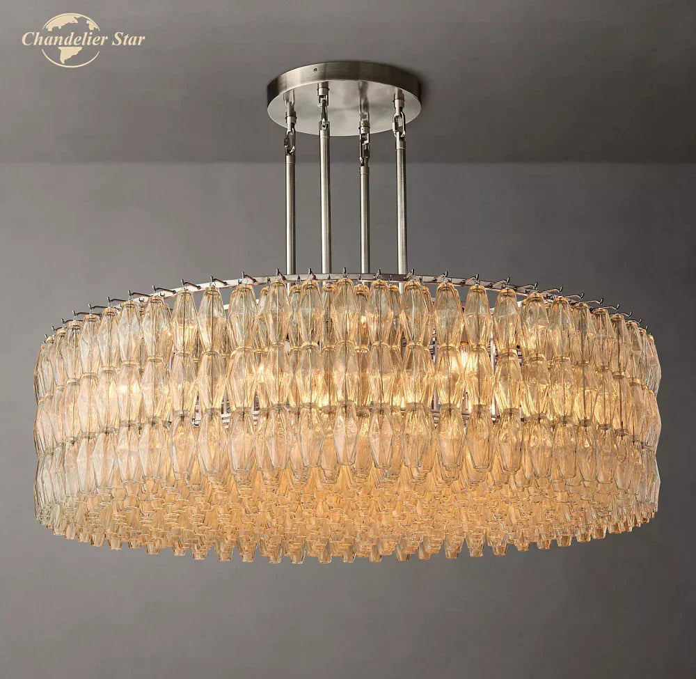 DecorBites™ Chiara Clear Glass Modern Black Chandelier for Living Room Dining Kitchen