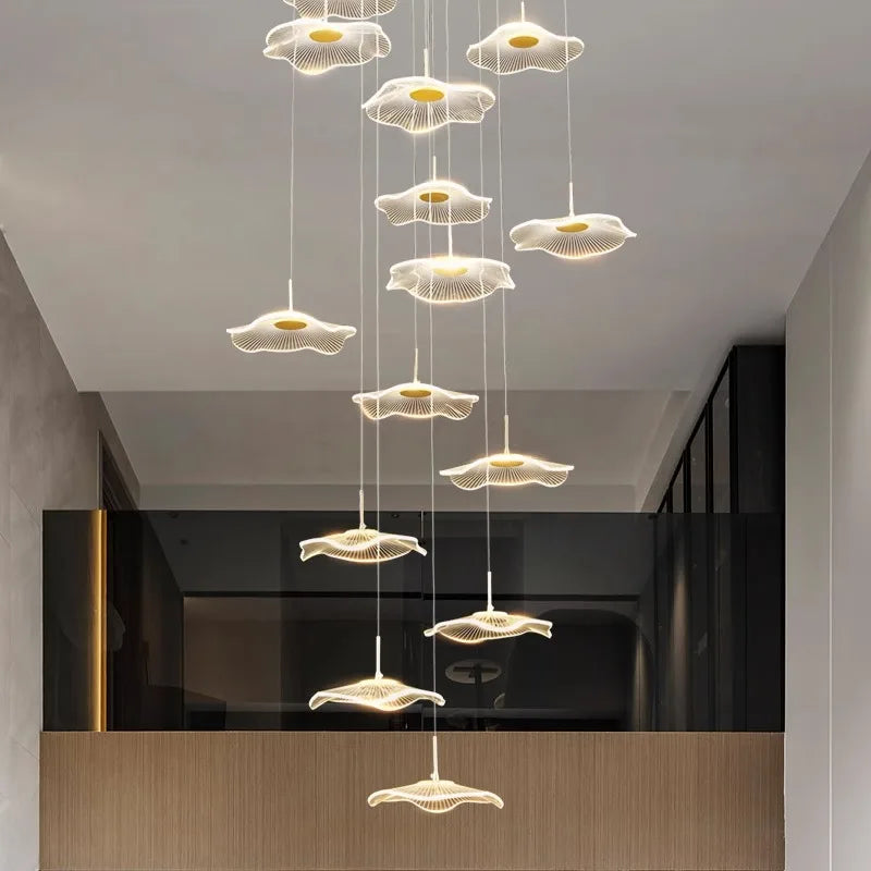 DecorBites™ Crystal Chandelier Stair Pendant Lamp Living Room Pendant Lights Interior Lighting