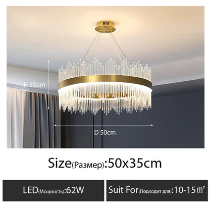 DecorBites™ Crystal LED Chandelier: Luxury Dimmable Pendant Light for Bedroom, Living, Dining Room