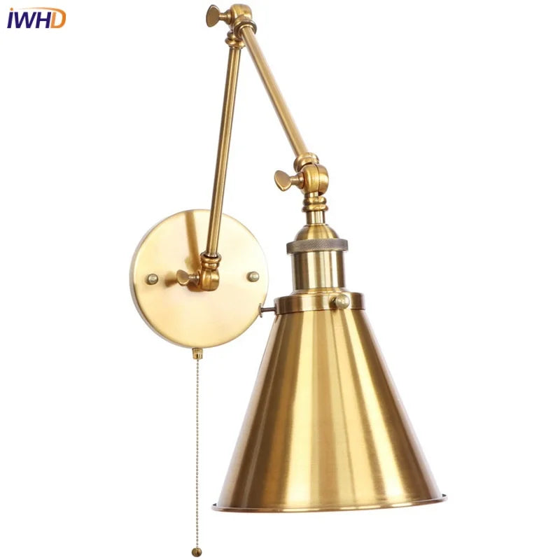 ™ LED Long Arm Wall Lamp with Pull Chain Switch for Home Hotel Bathroom
