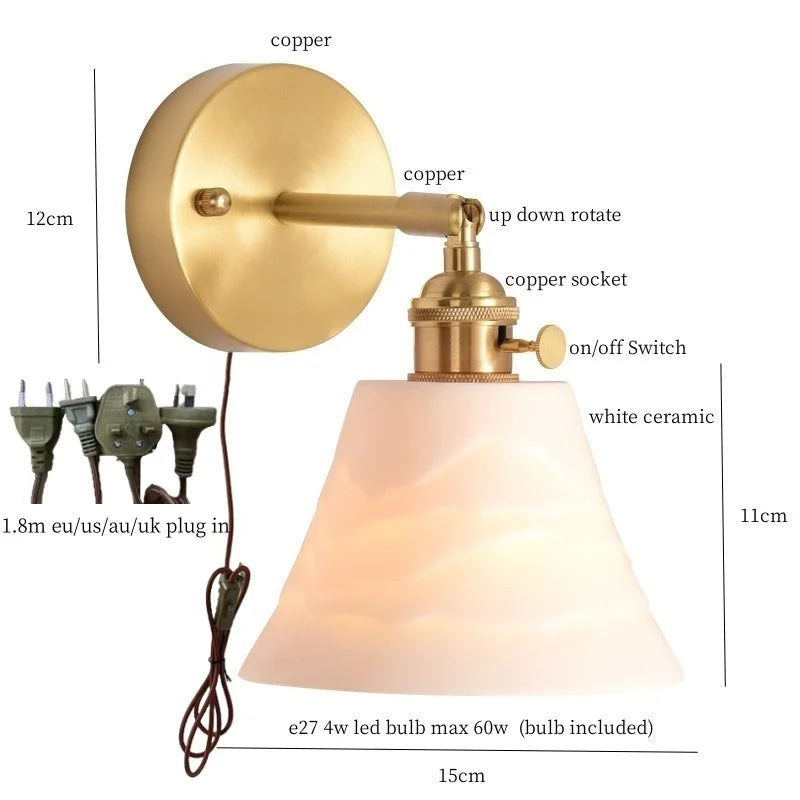 DecorBites™ Ceramic LED Wall Sconce Light with Pull Chain Switch