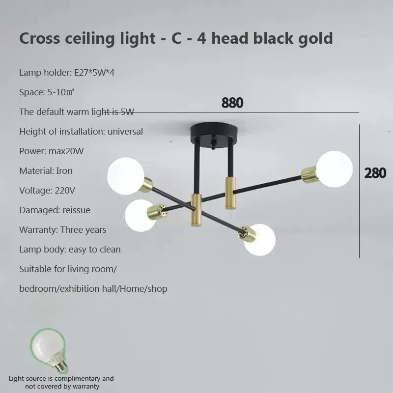DecorBites™ LED Ceiling Chandelier: Modern Light Fixture for Living Room, Bedroom, Hall - Indoor Home Decor