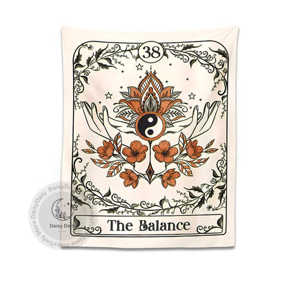 DecorBites™ Balance Tarot Tapestry Wall Hanging - Mystical Bohemian Sun Moon Decor