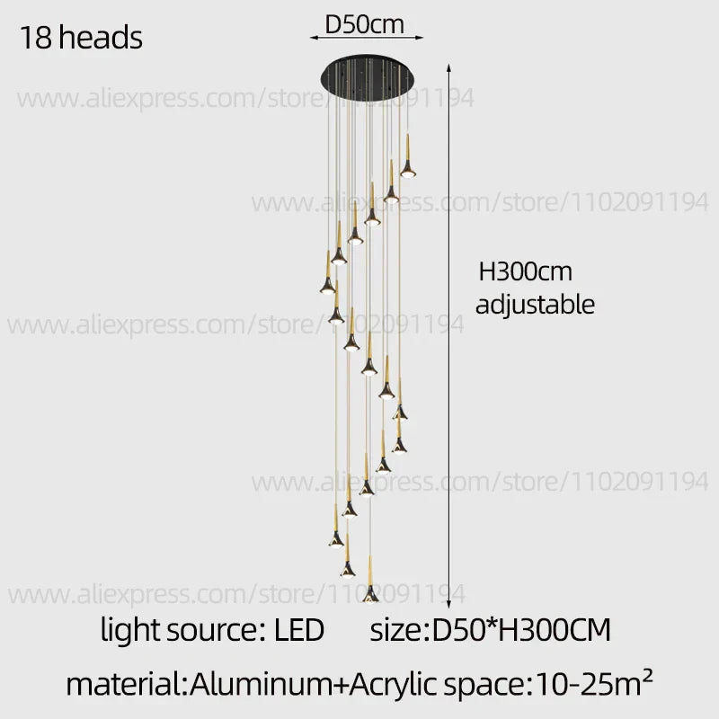 DecorBites™ Contemporary Horn Chandelier: Restaurant & Living Room Ceiling Pendant Lighting