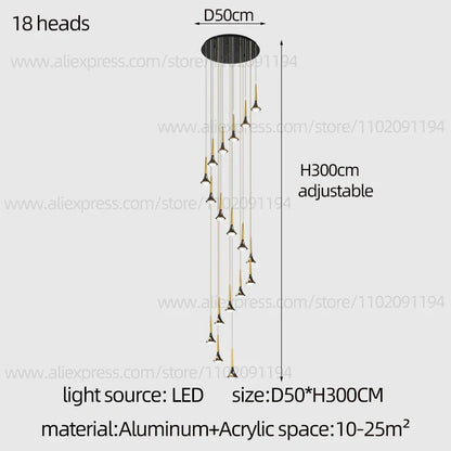 DecorBites™ Contemporary Horn Chandelier: Restaurant & Living Room Ceiling Pendant Lighting