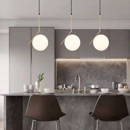 DecorBites™ Glass Ball Pendant Light Fixture Iron Luminaire Chandelier