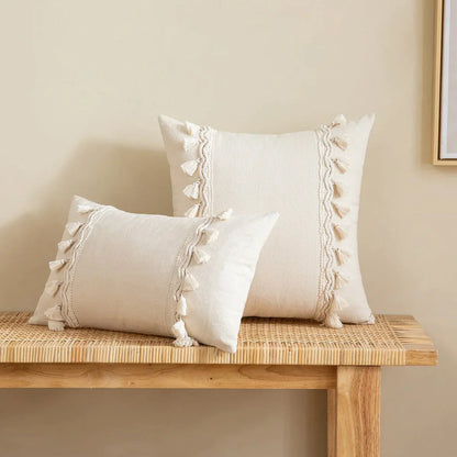 DecorBites™ Boho White Lace Floral Sofa Cushion Cover Wedding Decor Throw Pillows