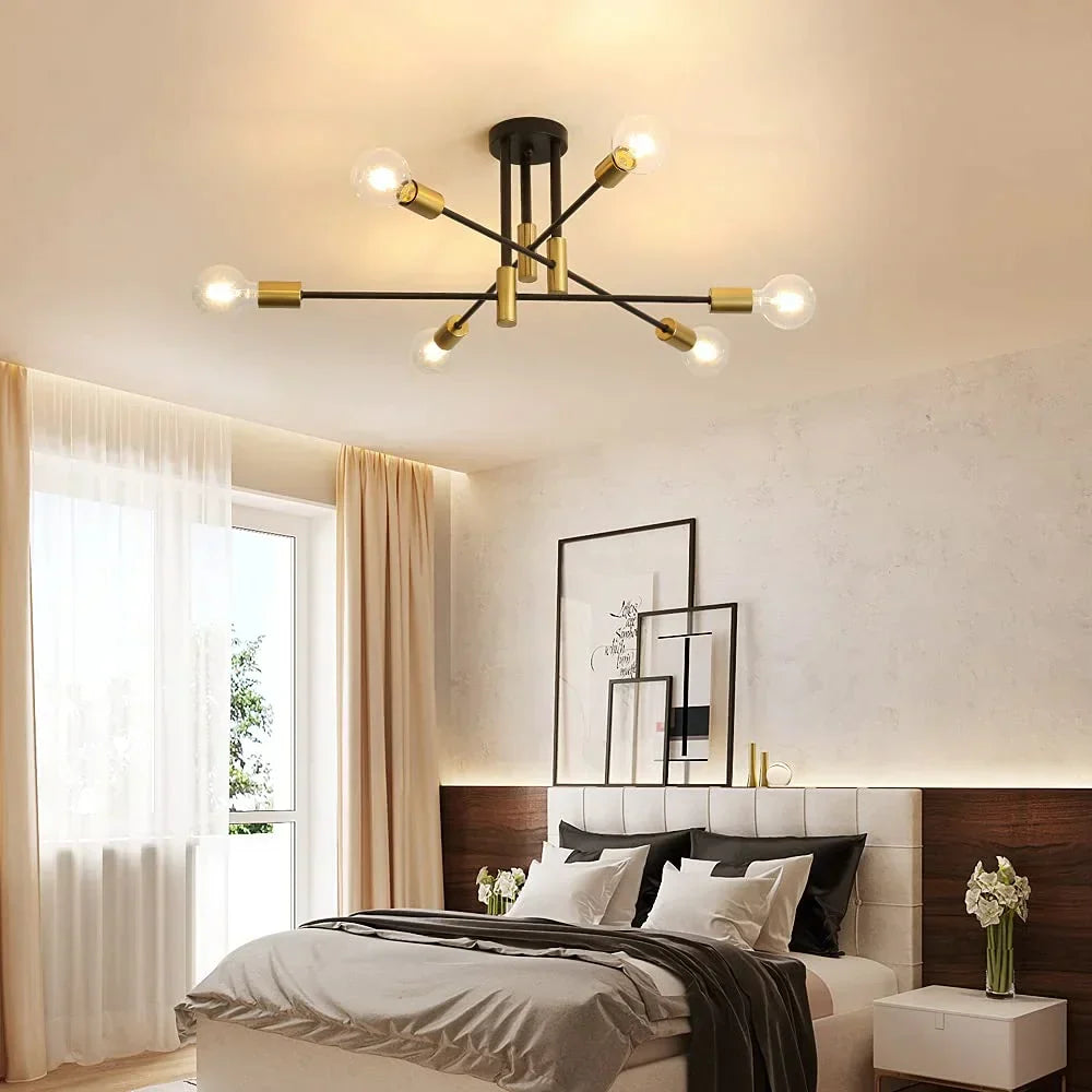 DecorBites™ Industrial Sputnik Chandelier Modern Ceiling Light for Kitchen Dining Bedroom