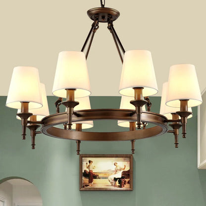 DecorBites™ Country Retro Chandelier Fabric Lampshade Ceiling Pendant Light for Home Indoor Decor
