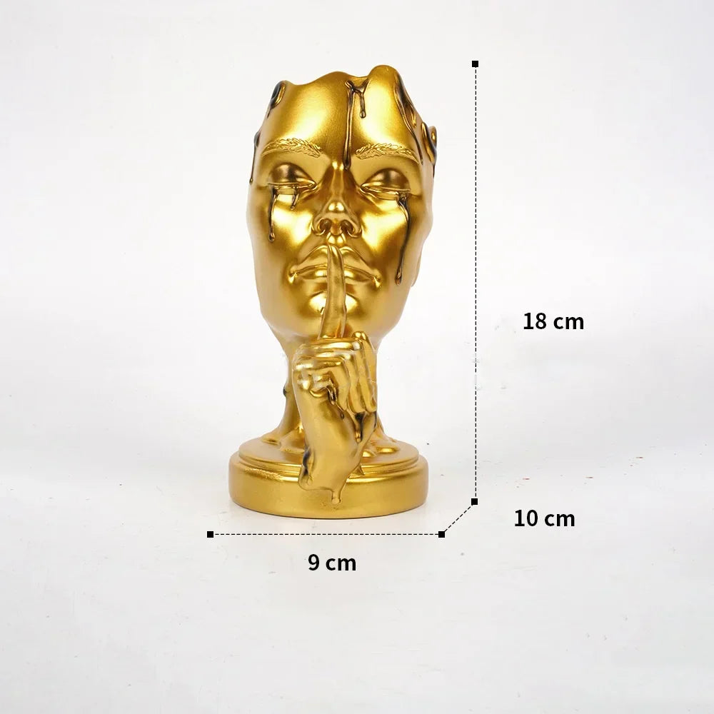 DecorBites™ Abstract Face Mask Silence Gold Resin Statue Home Decor Figurine