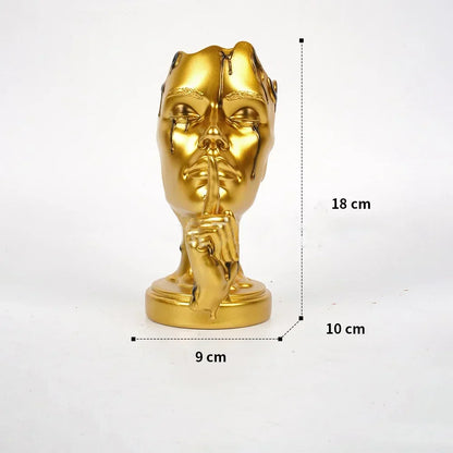 DecorBites™ Abstract Face Mask Silence Gold Resin Statue Home Decor Figurine