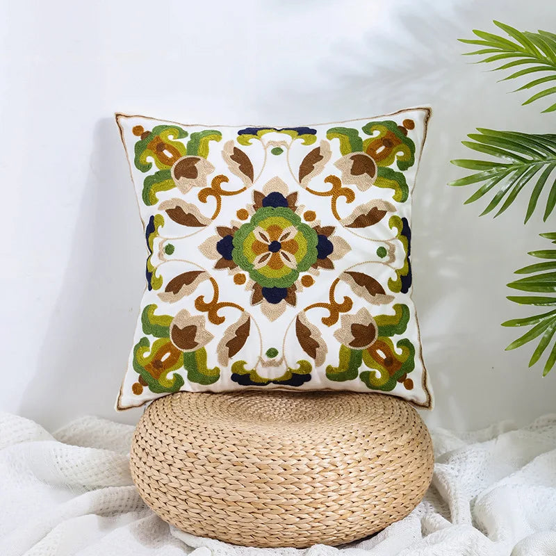 DecorBites™ Boho Farmhouse Floral Square Pillow Cover Set of 2