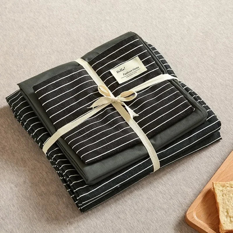DecorBites™ Japanese Grid Print Bed Set in Washed Cotton for Summer Comfort