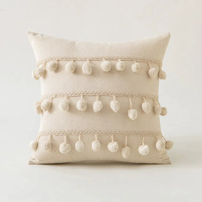 DecorBites™ Ivory Pompom Tassel Pillow Cover 45x45cm/30x50cm Home Decor Sofa Seasonable