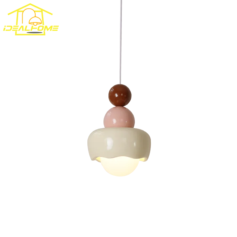 DecorBites™ Cream Wind Resin/Glass Pendant Lights: Modern LED E27 Hanging Lamp for Bedroom, Bar, Kids Room