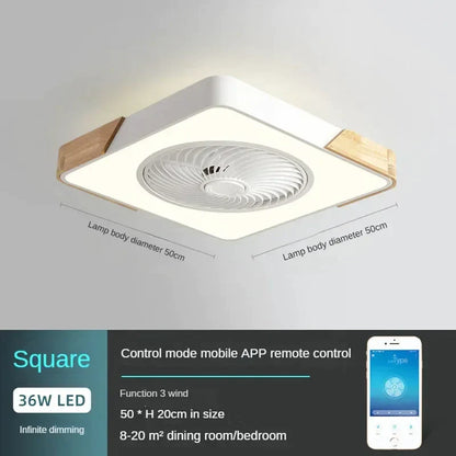 DecorBites™ Low Profile Wood Ceiling Fan Light with Remote Control LED Indoor Air Circulator