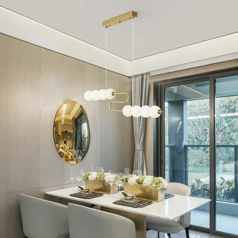 DecorBites™ Love Gold Chrome Chandelier LED Suspension Lighting for Dinning Room
