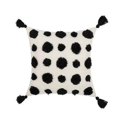 DecorBites™ Boho Tufted Beige White Tassel Pillow Cover Home Decor Square Beaded Case