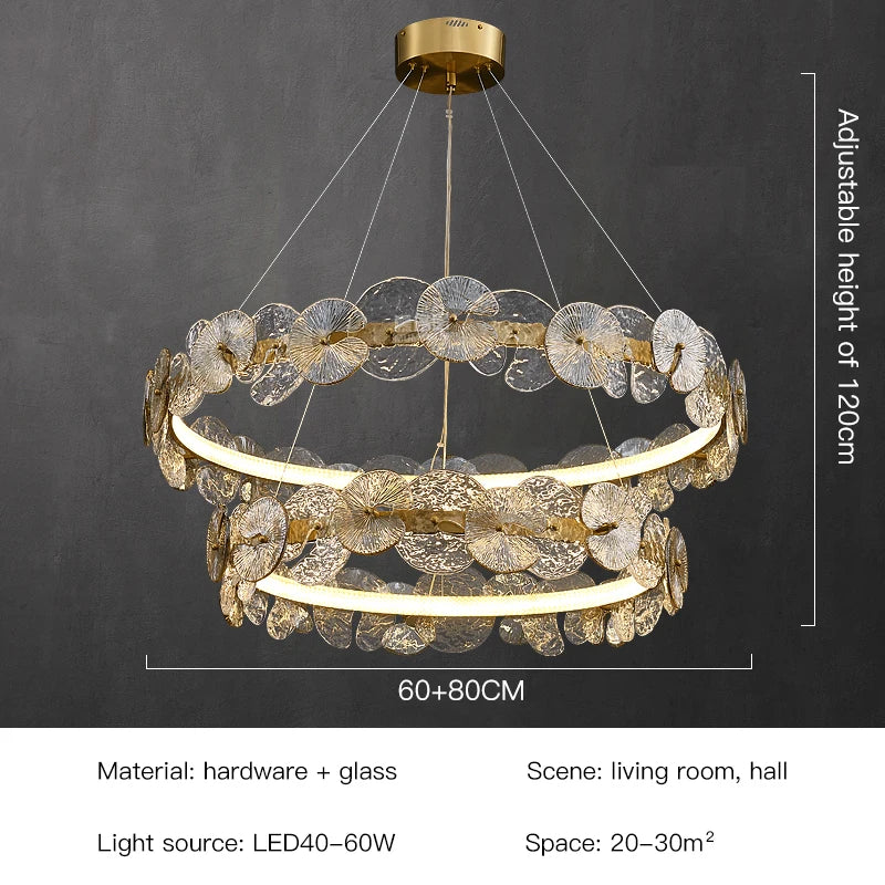DecorBites™ Lotus Leaf LED Chandeliers for Living Room Bedroom Dining Table Kitchen Lighting Fixtures