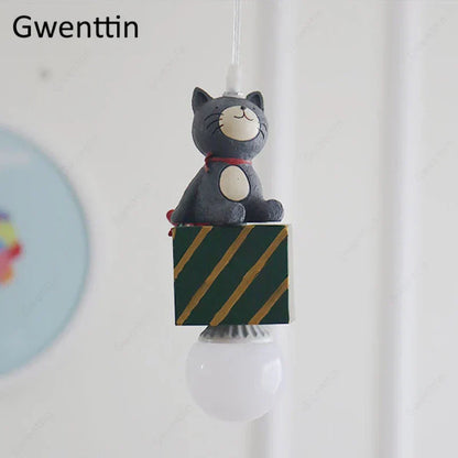 DecorBites™ Kids Animal Pendant Lamp: Rabbit Lion Cat LED Ceiling Light Fixture