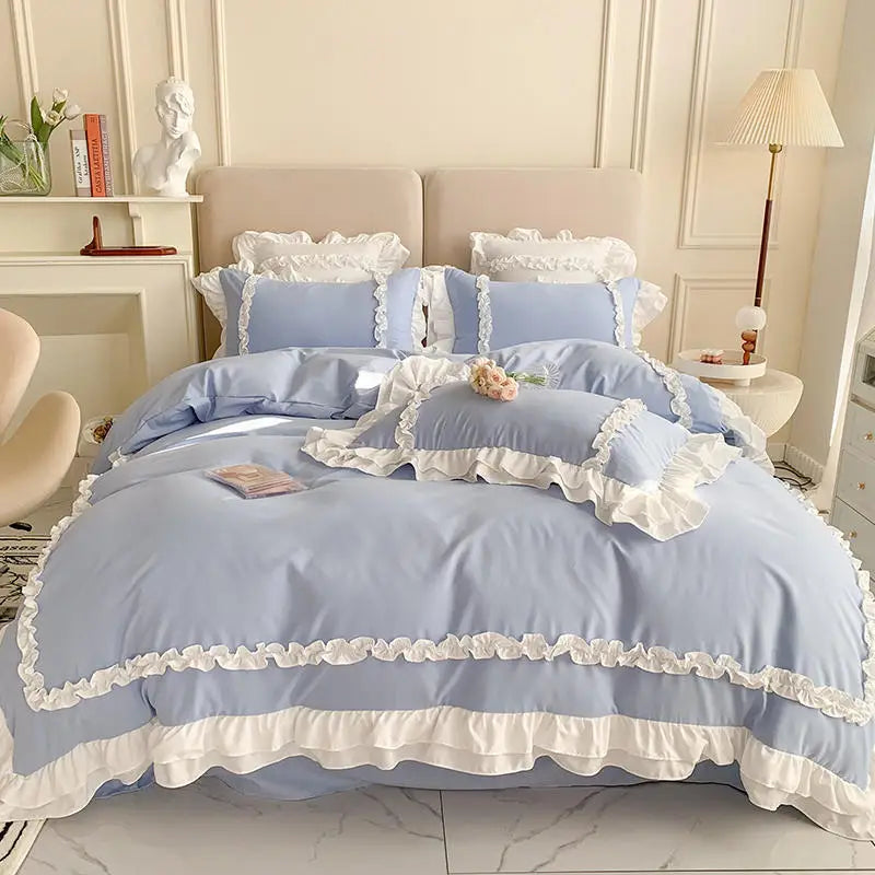 ™ Korean Princess Lolita Bed 4-Piece Set in Solid Washed Cotton