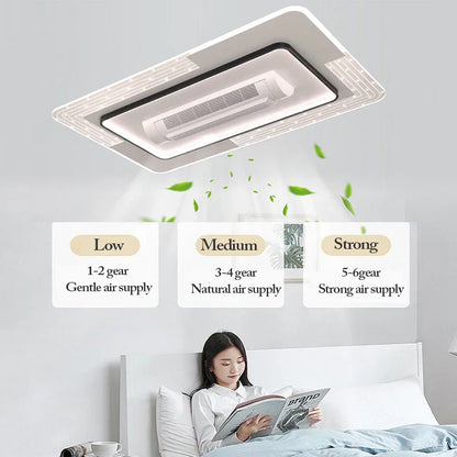DecorBites™ LED Bladeless Ceiling Fan Dimmable Remote Modern Indoor Lightingusc