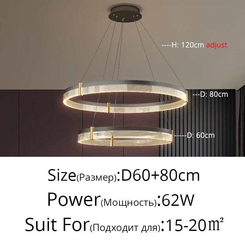 DecorBites™ Acrylic Circle Chandelier Pendant Lights - Modern Indoor Lighting Decor for Living Room