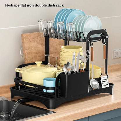 DecorBites™ 2 Tier Dish Drainer Storage Rack for Kitchen Countertop Organization