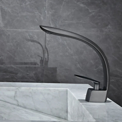 DecorBites™ Brushed Gold Basin Mixer Tap Single Handle Hot Cold Waterfall Faucet